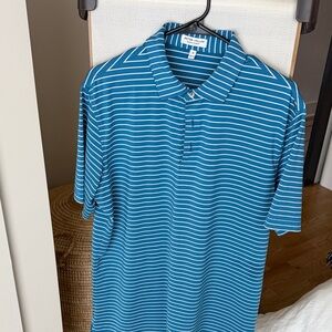 Peter Millar Blue and White Striped Polo